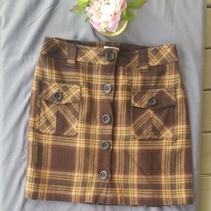 LOFT Ann Taylor Wool Blend Mini Plaid Skirt